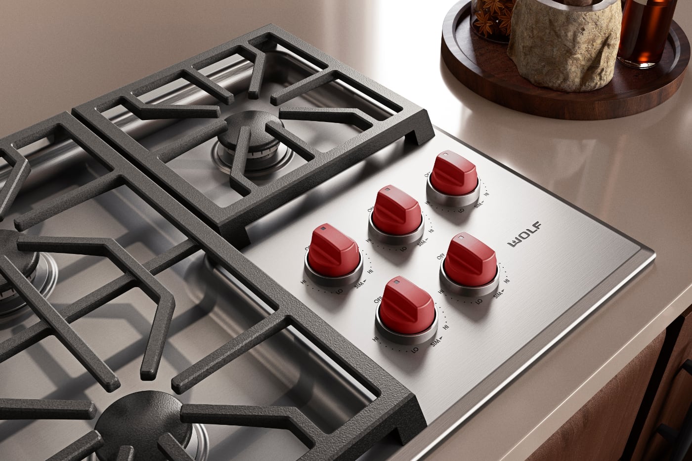 Gas stove burner with a licensed gas fitter checking the gas connection